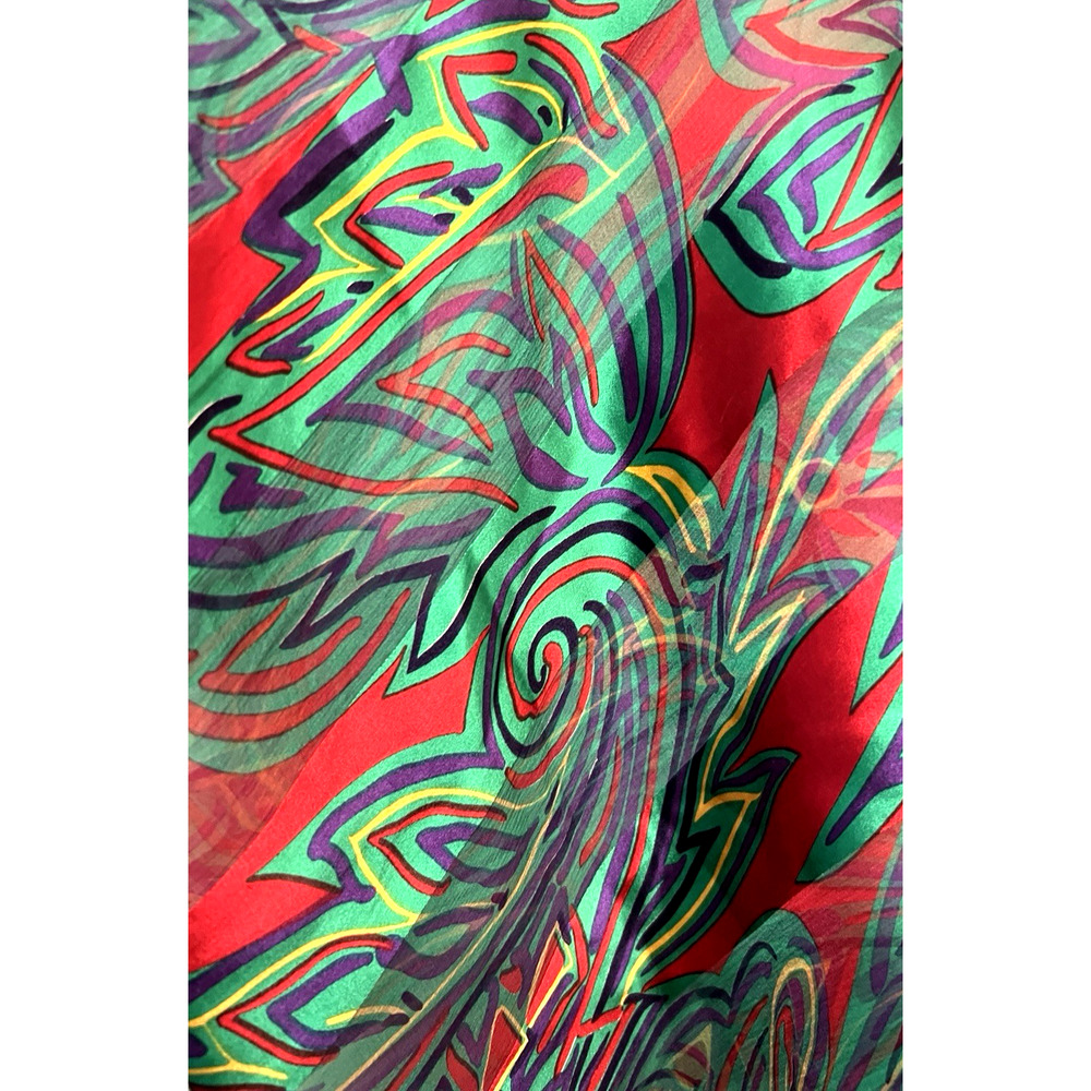 Vtg Large Signed MARC ROZIER PARIS Colorful Ribbed 100% Silk Scarf M/I France